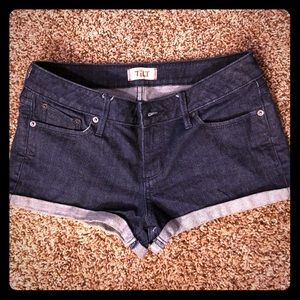 dark denim daisy duke stretchy jean shorts